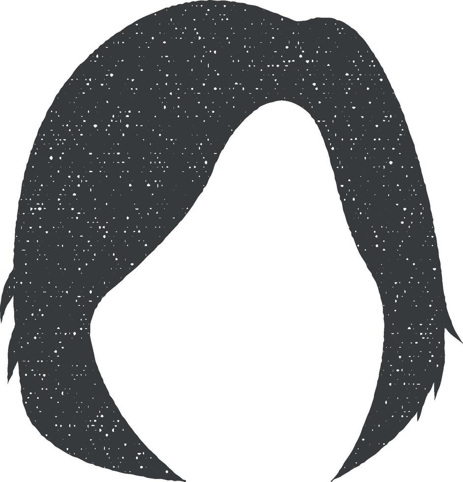 cabello, mujer, Corte de pelo medio vector icono ilustración con sello efecto