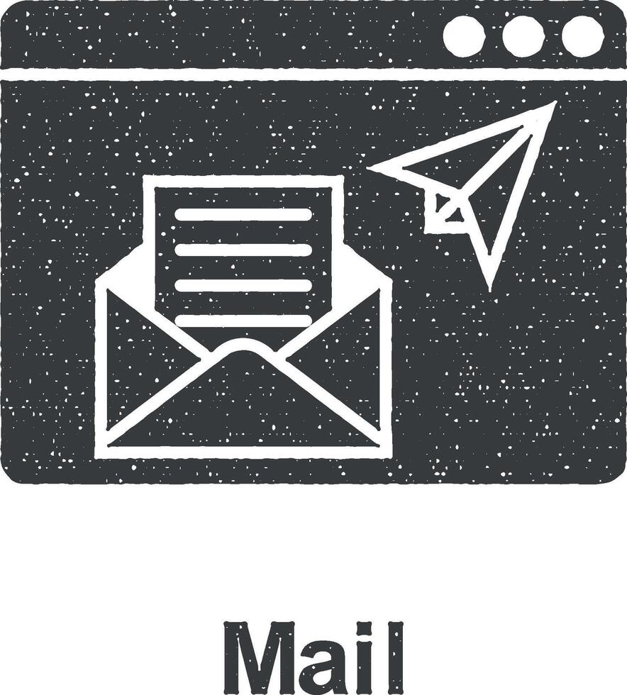 Online marketing, mail vector icon illustration with stamp effect