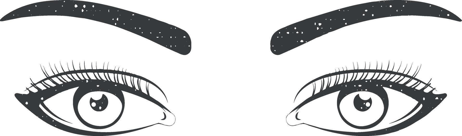 realista mujer ojos negro y blanco vector icono ilustración con sello efecto
