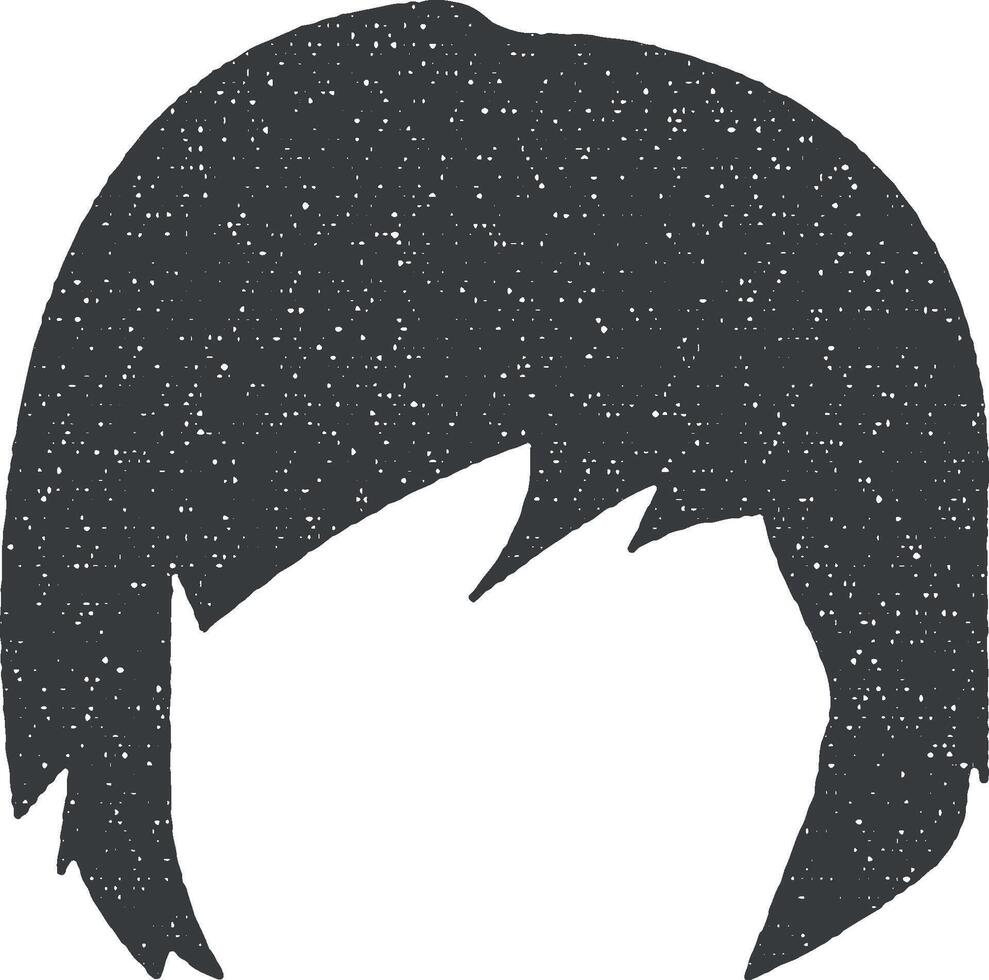 cabello, mujer, Corte de pelo, largo franjas vector icono ilustración con sello efecto