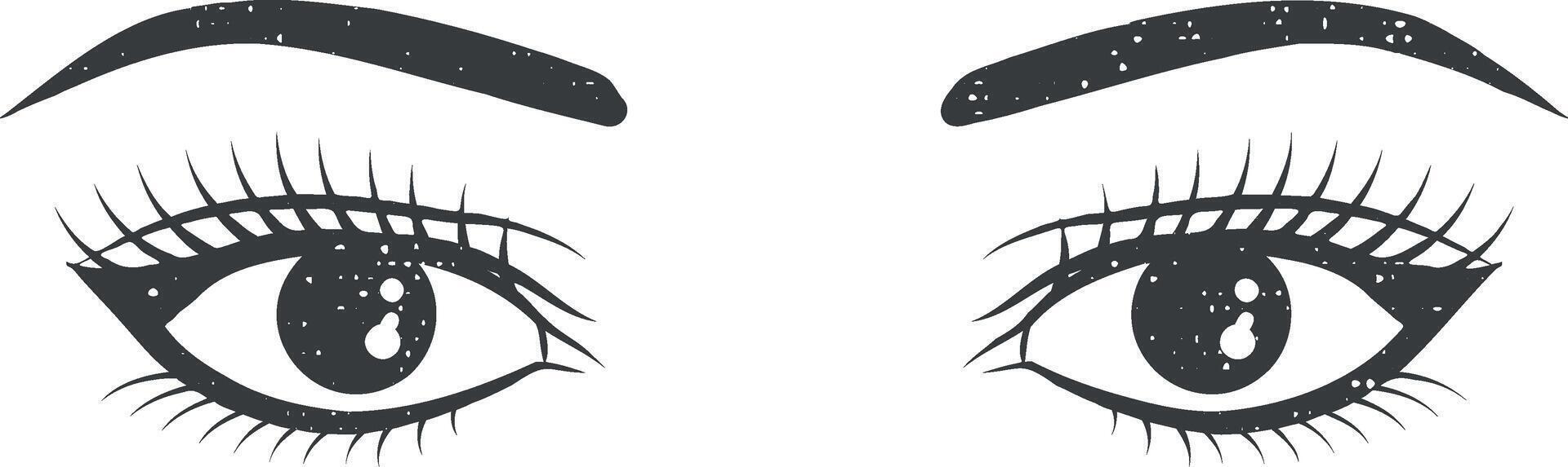 realista mujer ojos negro y blanco vector icono ilustración con sello efecto