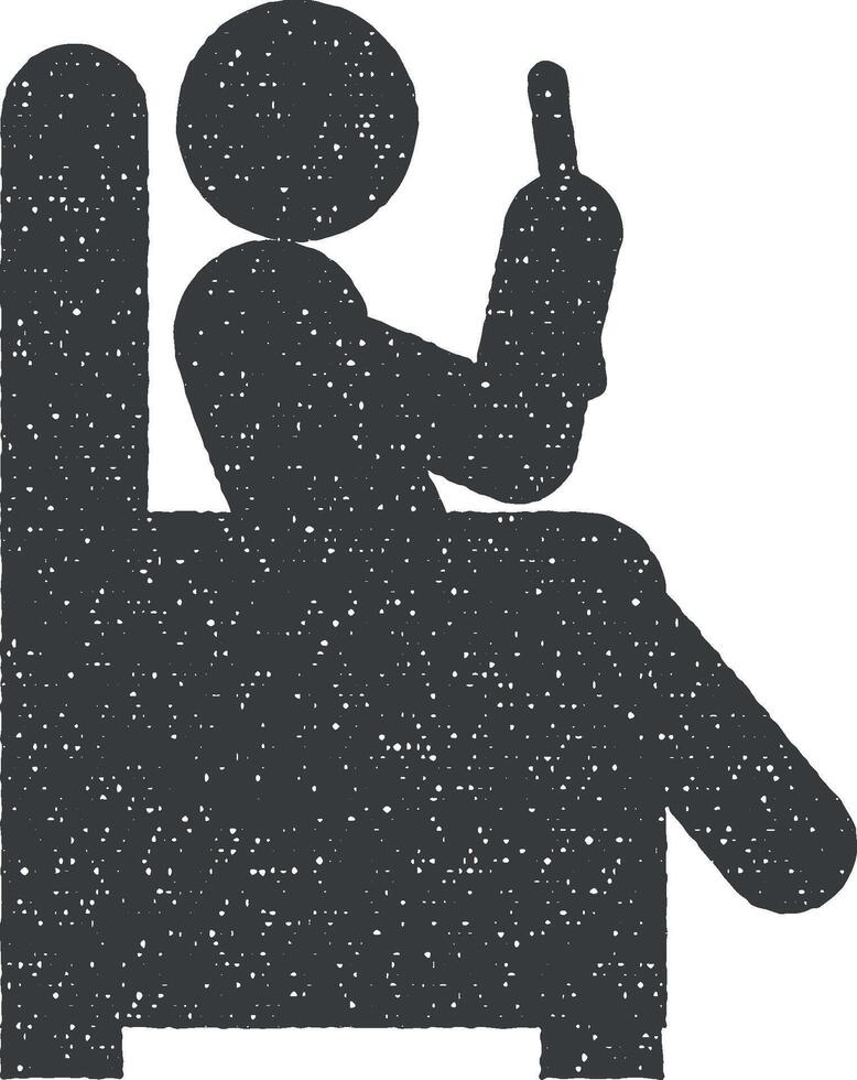 man gaming phone vector icon illustration with stamp effect