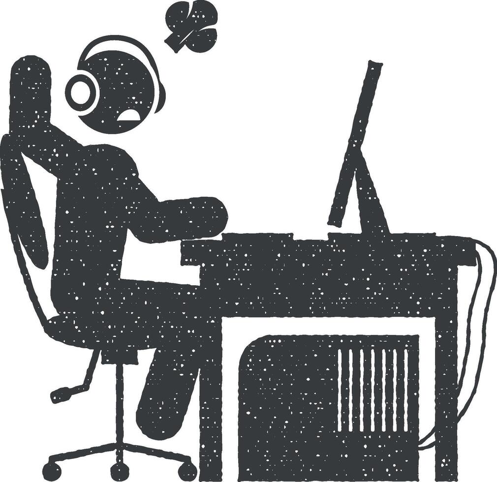 man happy vector icon illustration with stamp effect