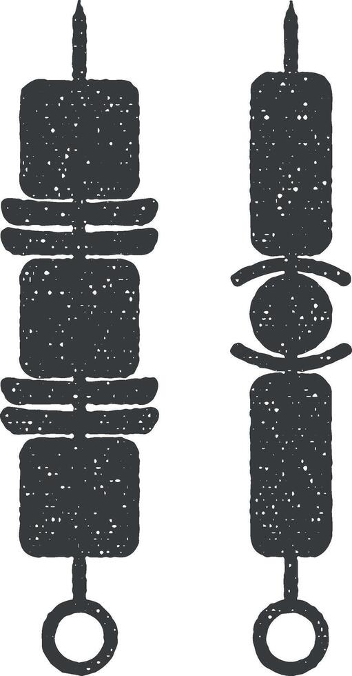 Food, kebab, shish vector icon illustration with stamp effect