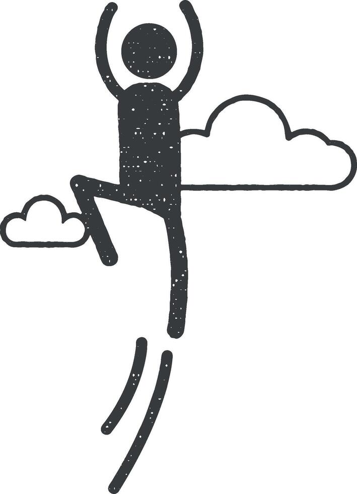 flying man vector icon illustration with stamp effect