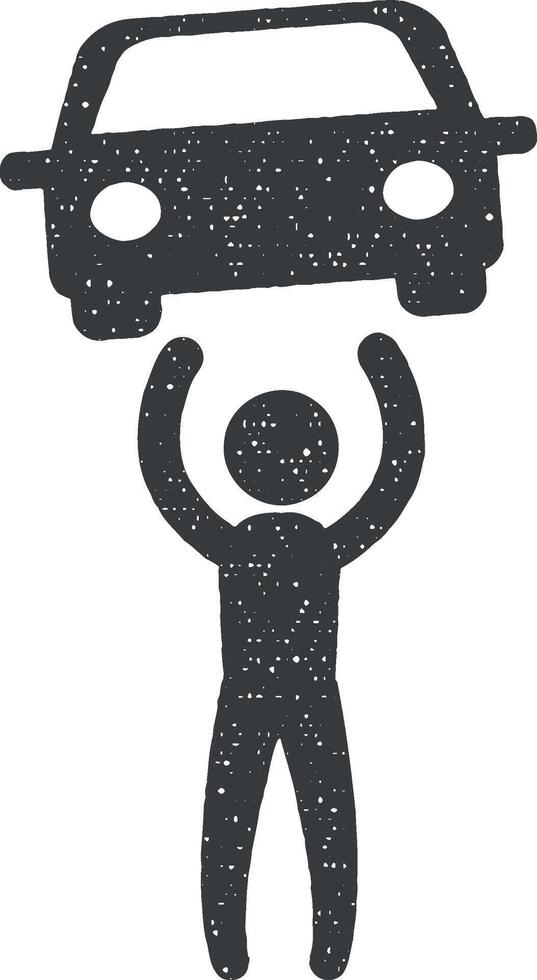 strongman vector icon illustration with stamp effect