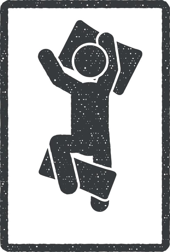 man sleeping on belly vector icon illustration with stamp effect