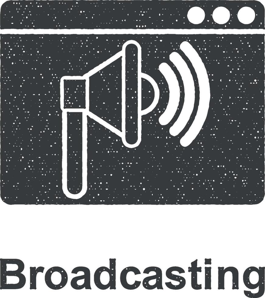 Online marketing, broadcasting vector icon illustration with stamp effect