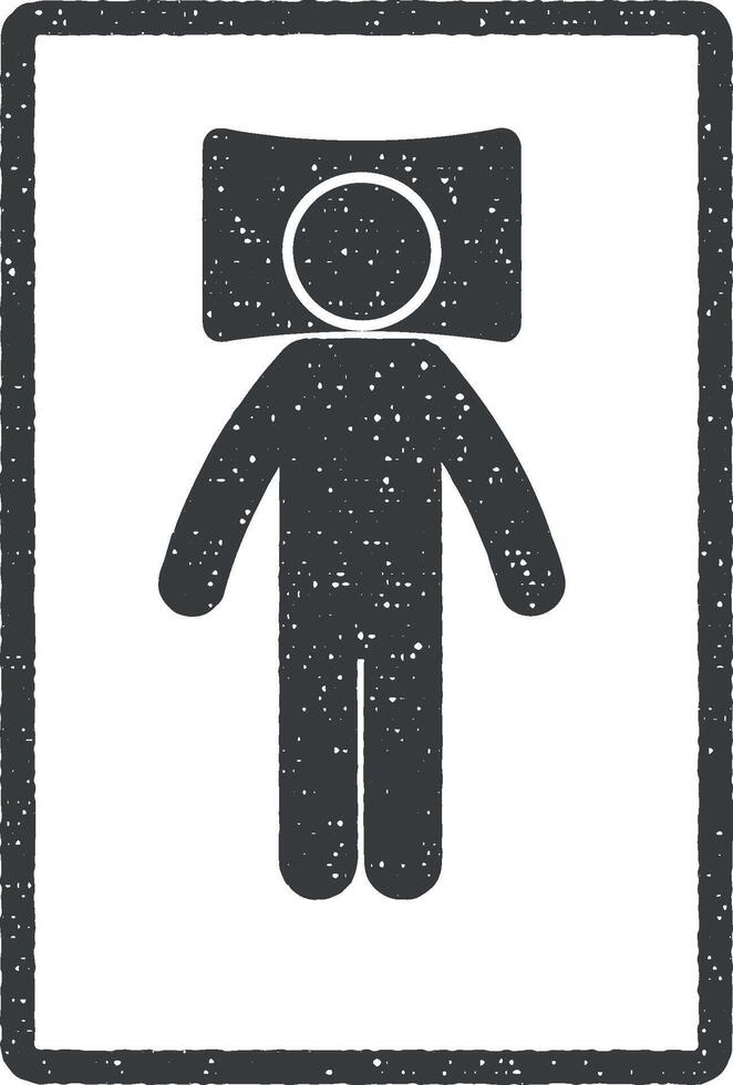 man sleep on back vector icon illustration with stamp effect