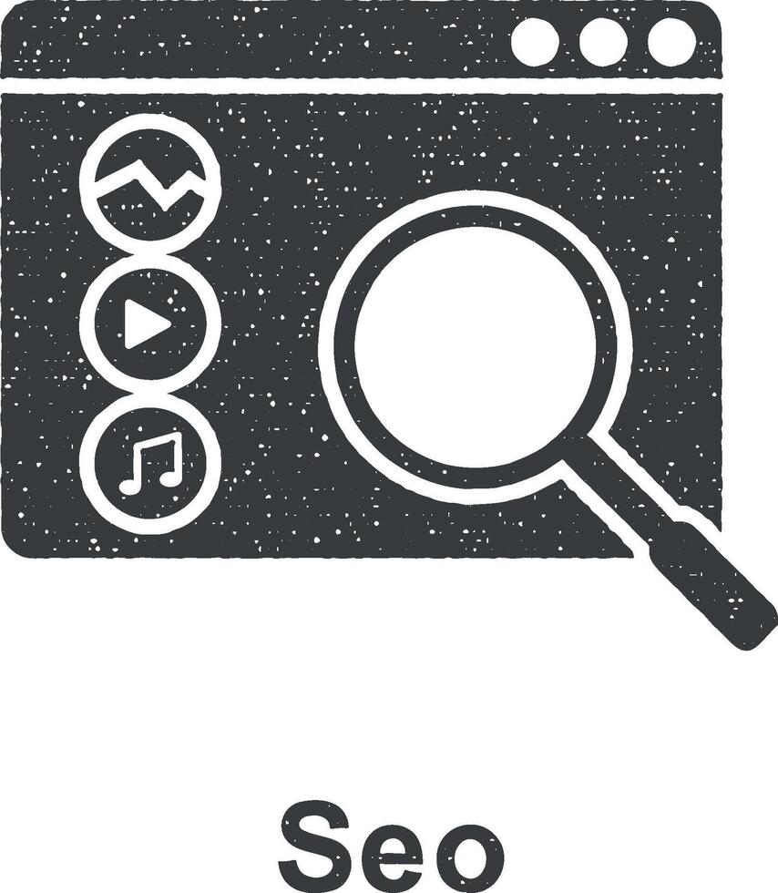 Online marketing, seo vector icon illustration with stamp effect