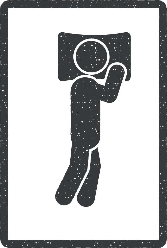 man sleep on one side vector icon illustration with stamp effect