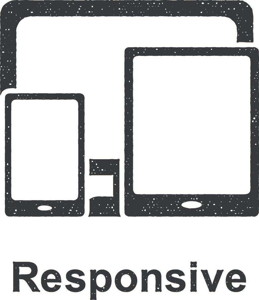 Online marketing, responsive vector icon illustration with stamp effect