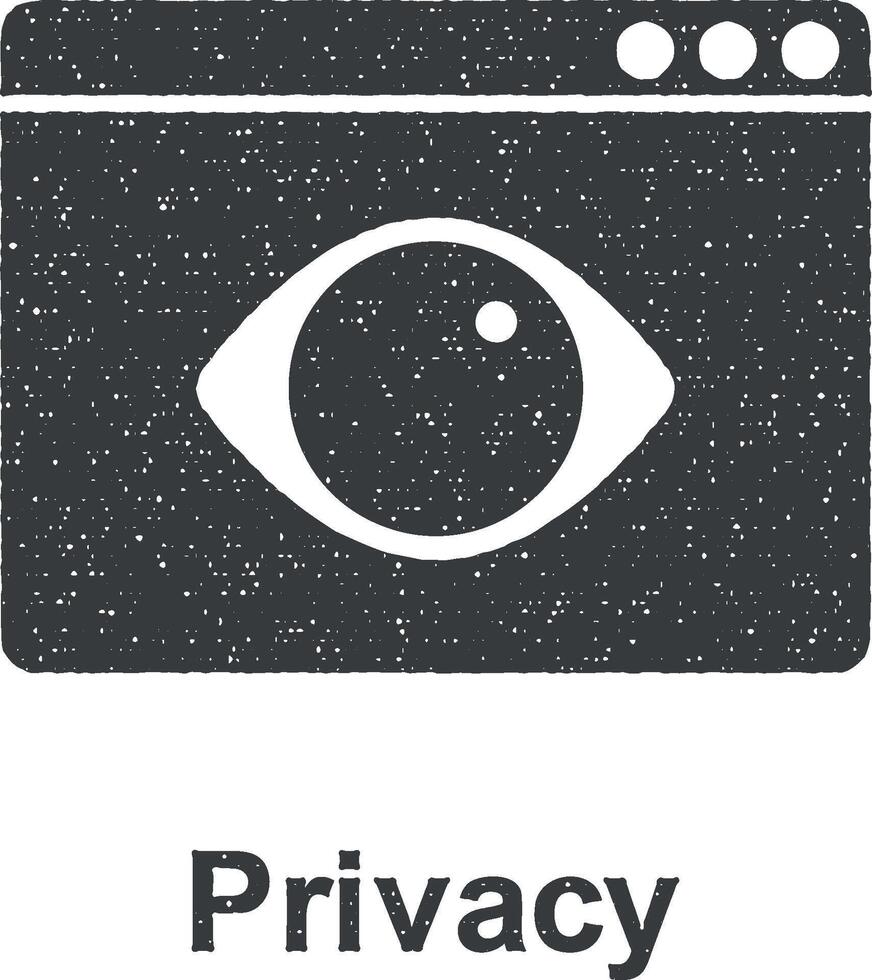 Online marketing, privacy vector icon illustration with stamp effect