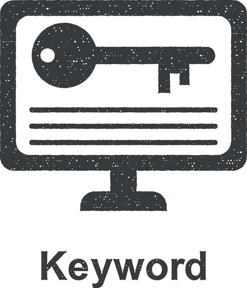 Online marketing, keyword vector icon illustration with stamp effect