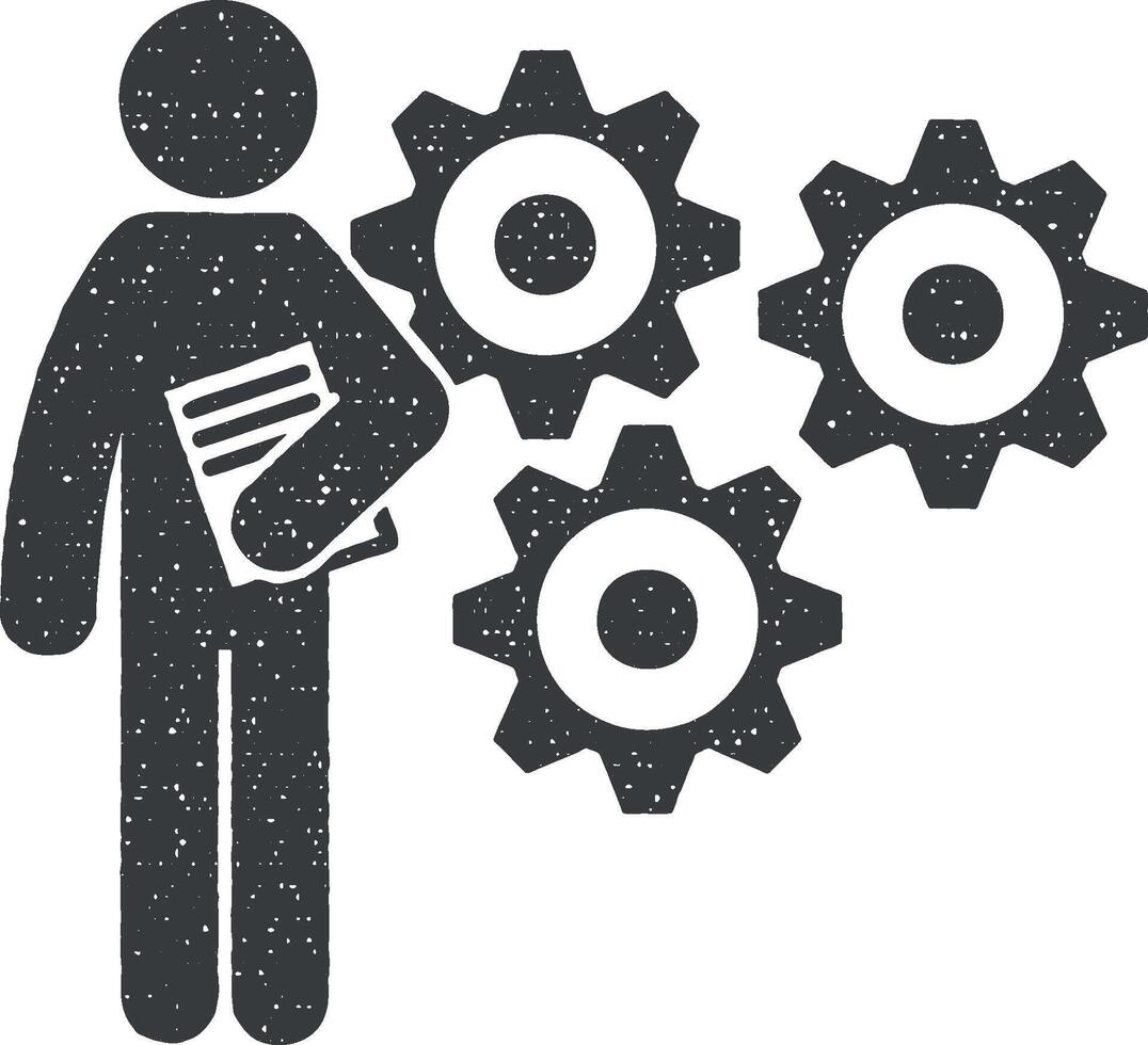 man with engineer degree vector icon illustration with stamp effect