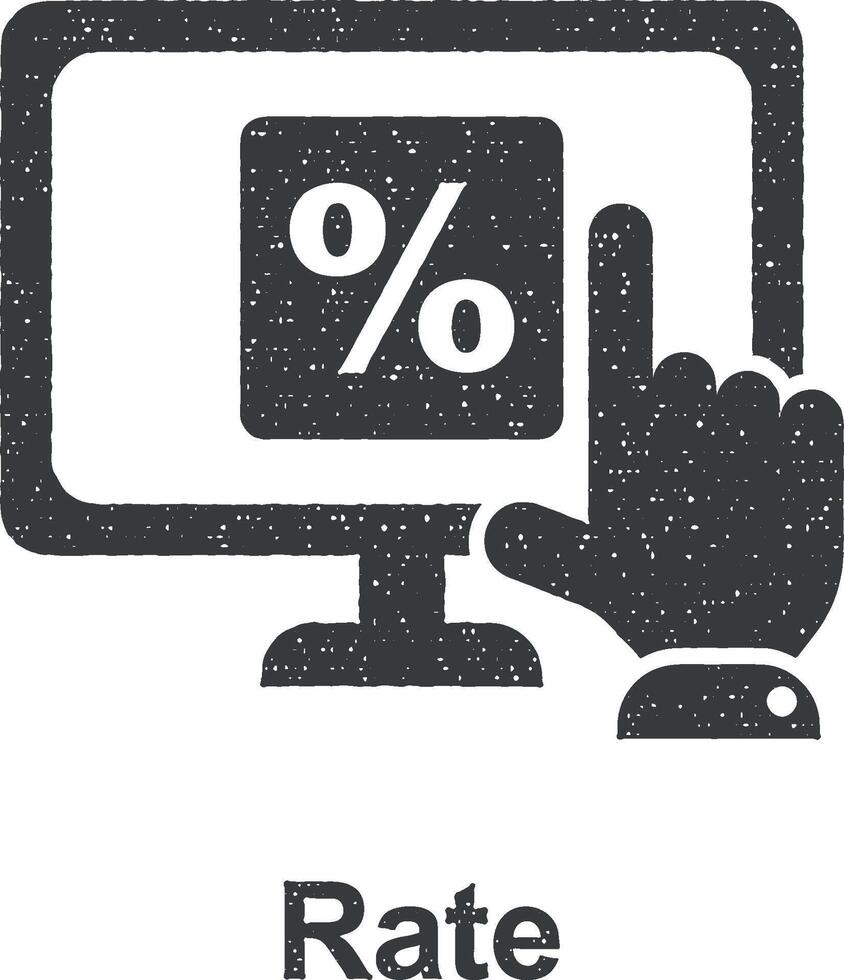 Online marketing, rate vector icon illustration with stamp effect