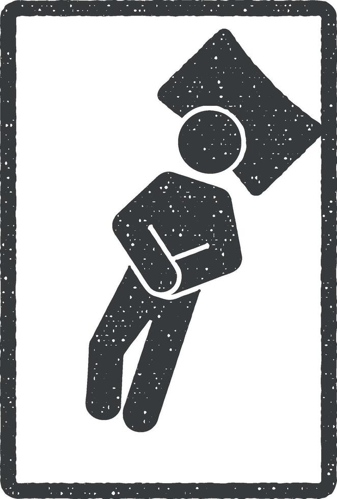 man sleep on back with arms crossed vector icon illustration with stamp effect