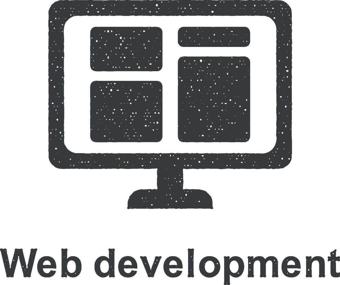 Online marketing, web development vector icon illustration with stamp effect