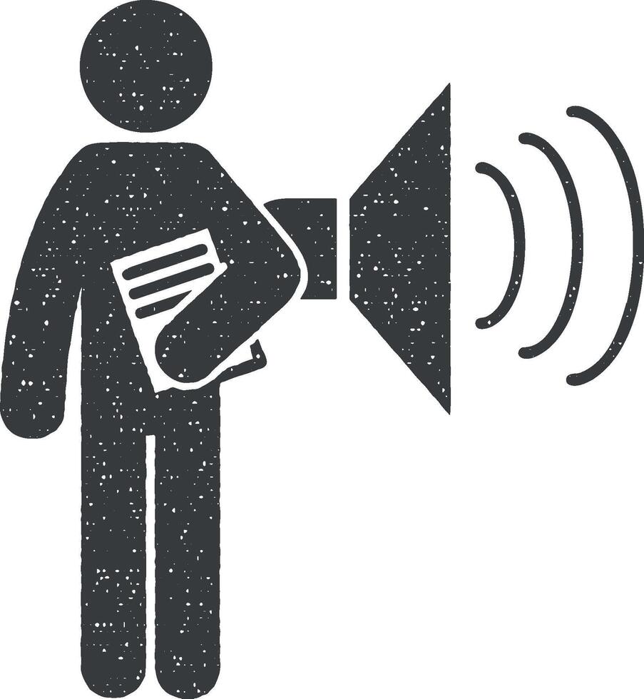 man with audio degree vector icon illustration with stamp effect