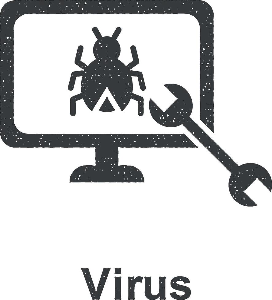 en línea marketing, virus vector icono ilustración con sello efecto
