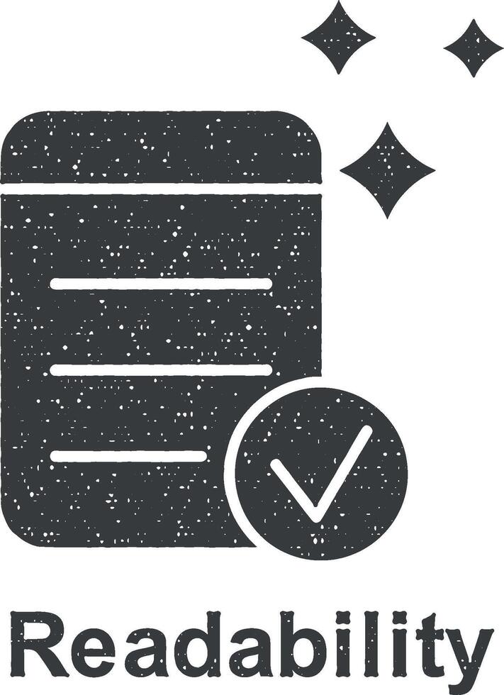 Online marketing, readability vector icon illustration with stamp effect