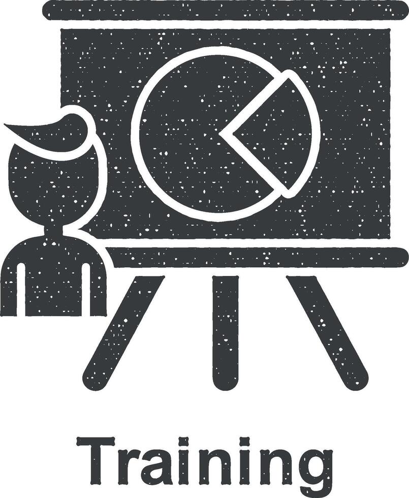 Online marketing, training vector icon illustration with stamp effect
