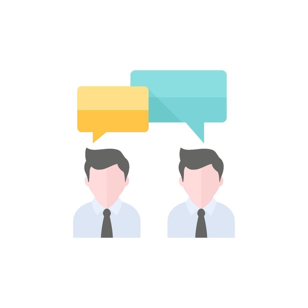 Teamwork icon in flat color style. Business communication discussion idea vector