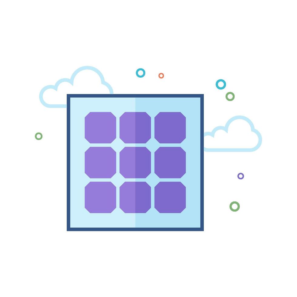 Solar cells panel icon flat color style vector illustration