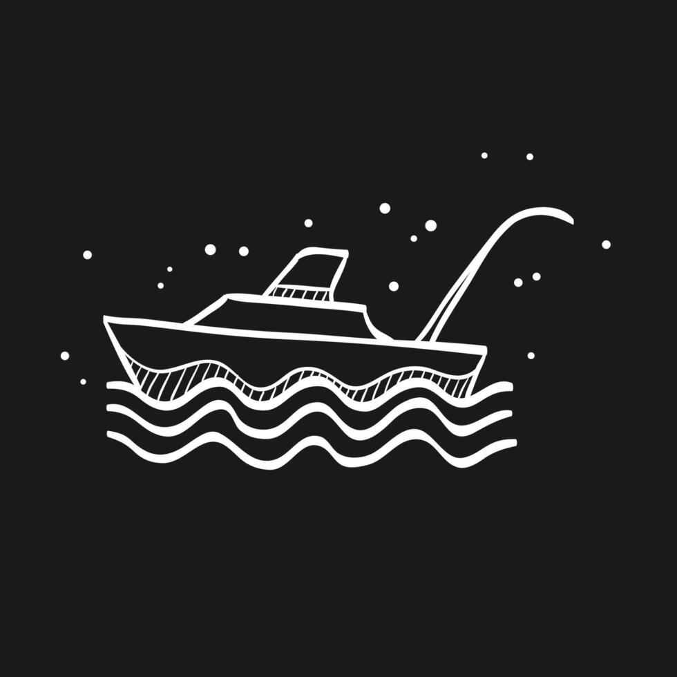 Fishing boat doodle sketch illustration vector