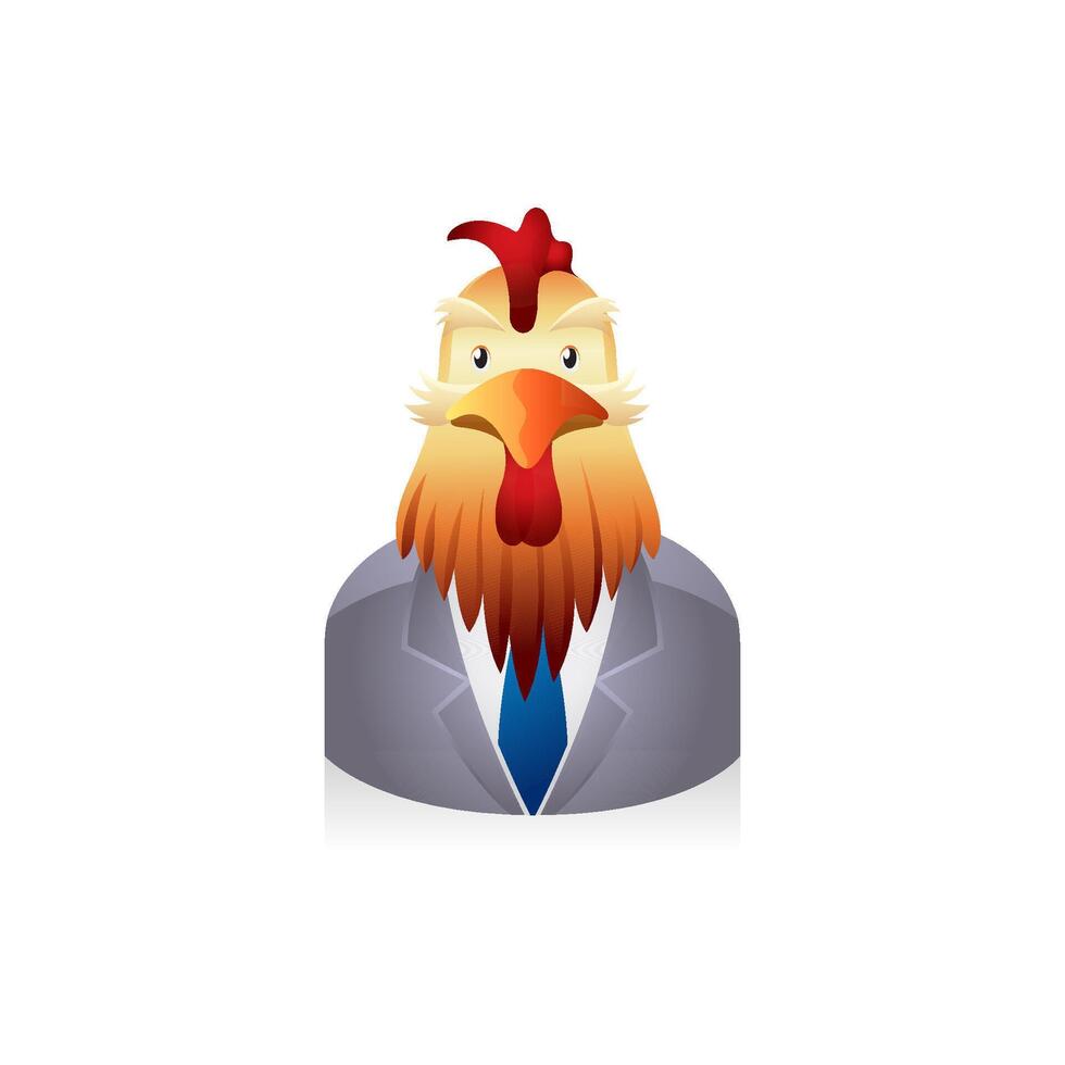 Chicken businessman avatar icon in colors. vector