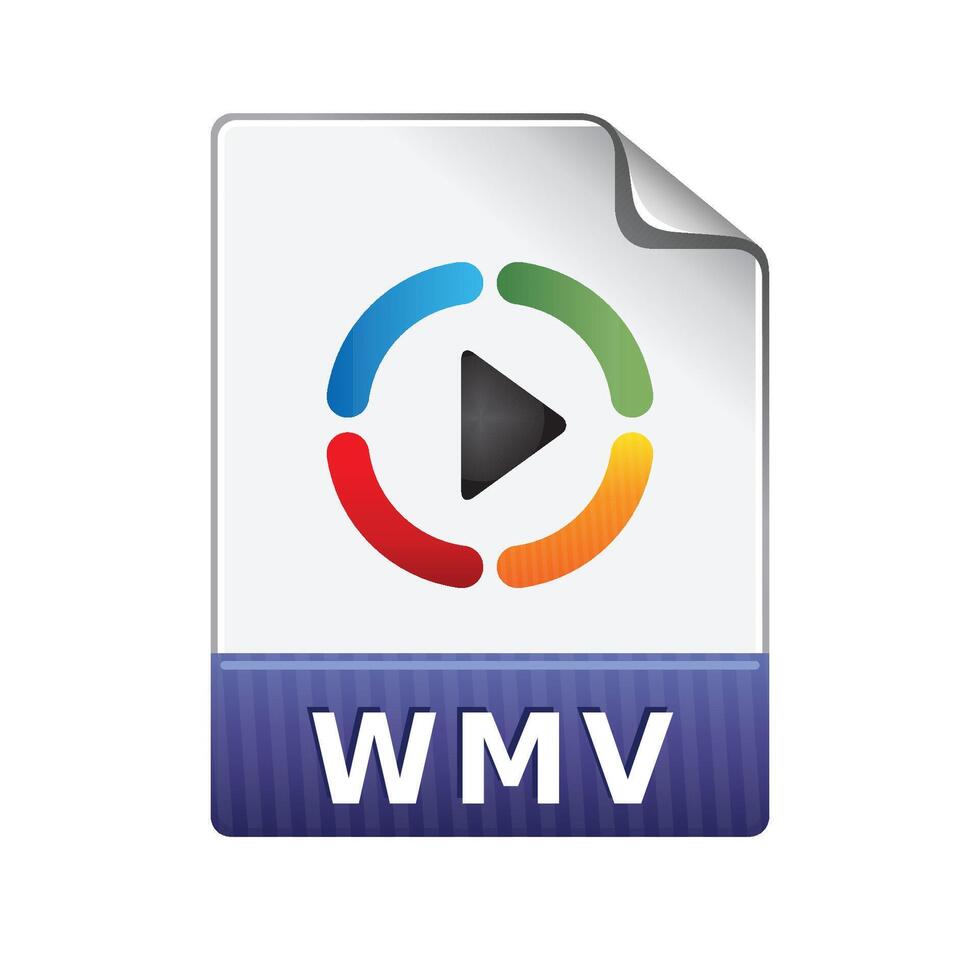 Video file format icon in color. Movie cinema flick watching vector