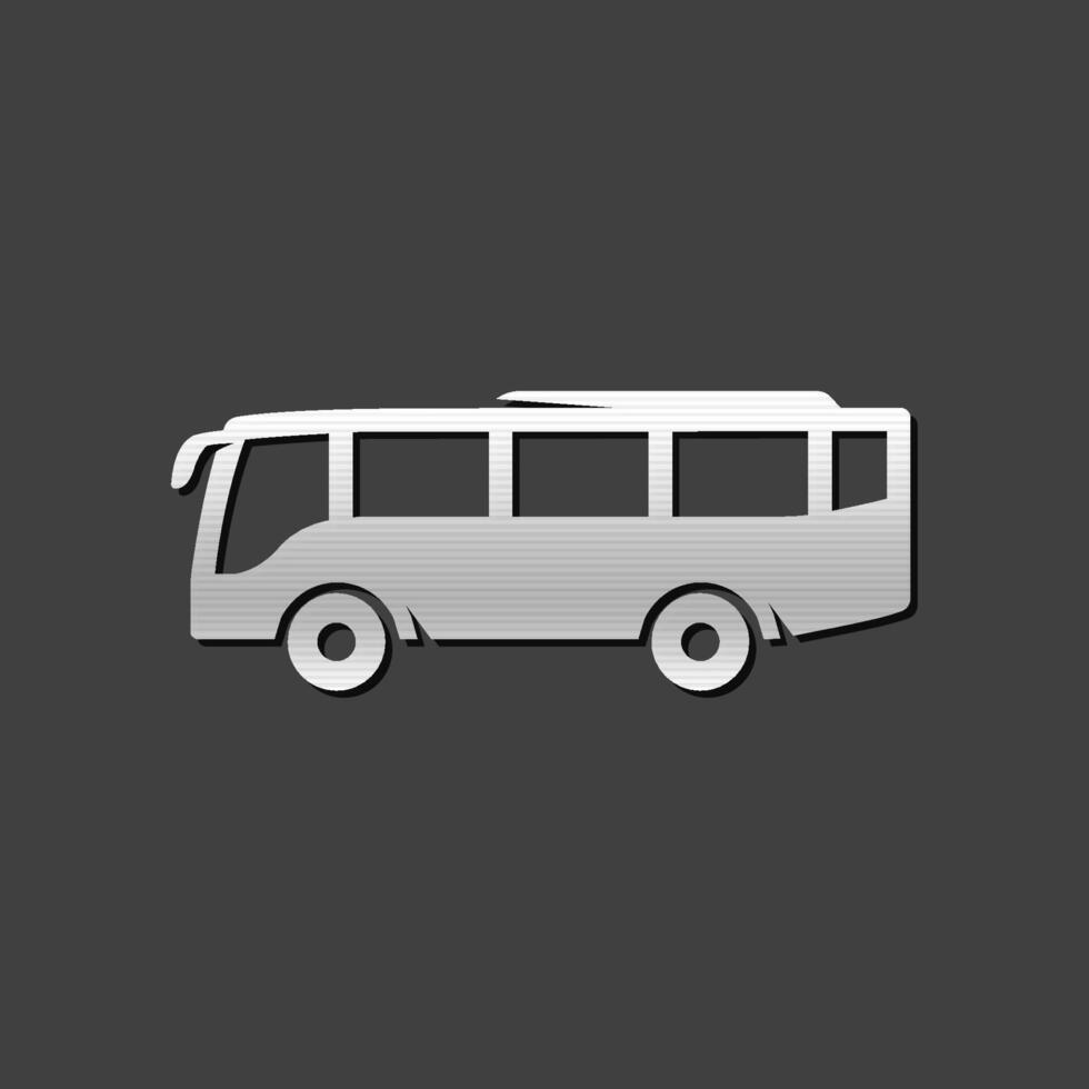 Car icon in metallic grey color style. Bus transportation vector