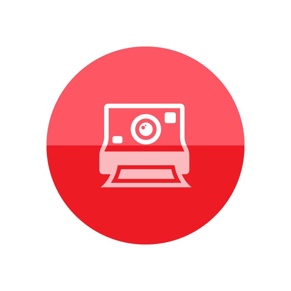 Instant camera icon in flat color circle style. Vintage retro photography photo mechanical analog film shooting instant paper vector