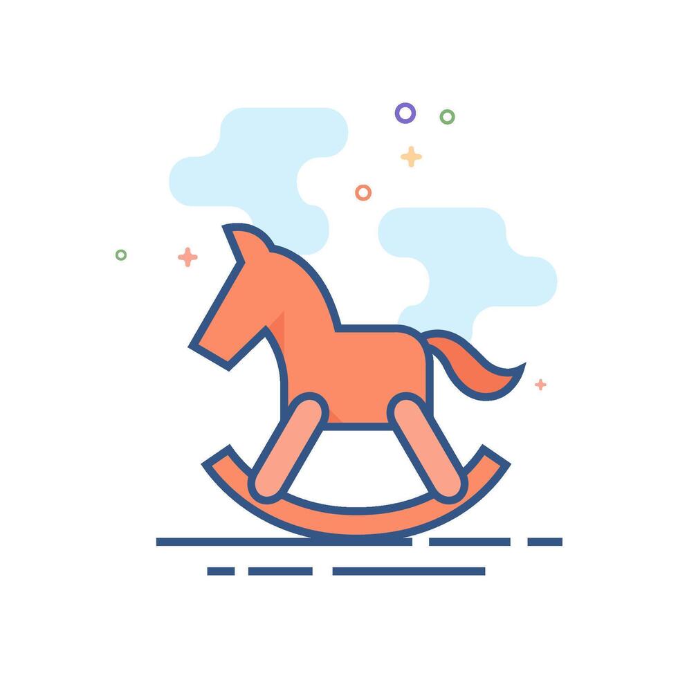 Rocking horse toy icon flat color style vector illustration