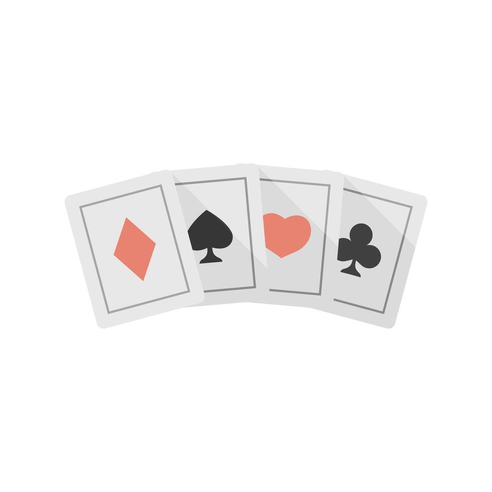 Playing cards icon in flat color style. Game gambling leisure set shape spade heart ace vector