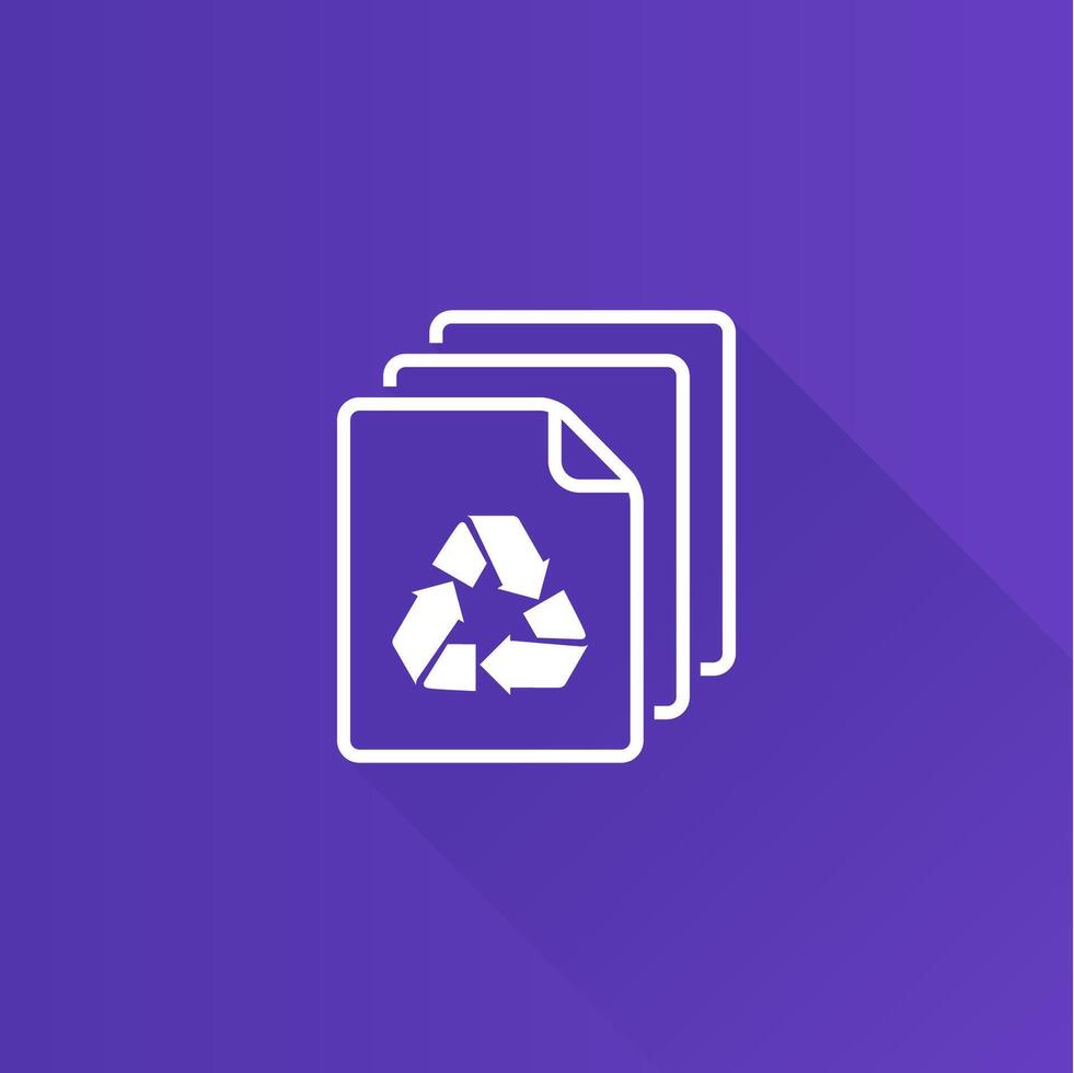 Recycle symbol flat color icon long shadow vector illustration