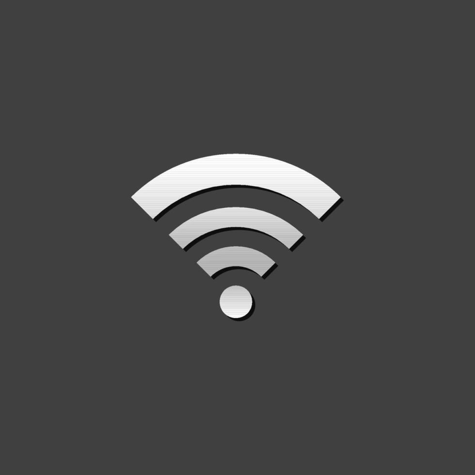 WiFi symbol icon in metallic grey color style.Electronic computer wireless vector