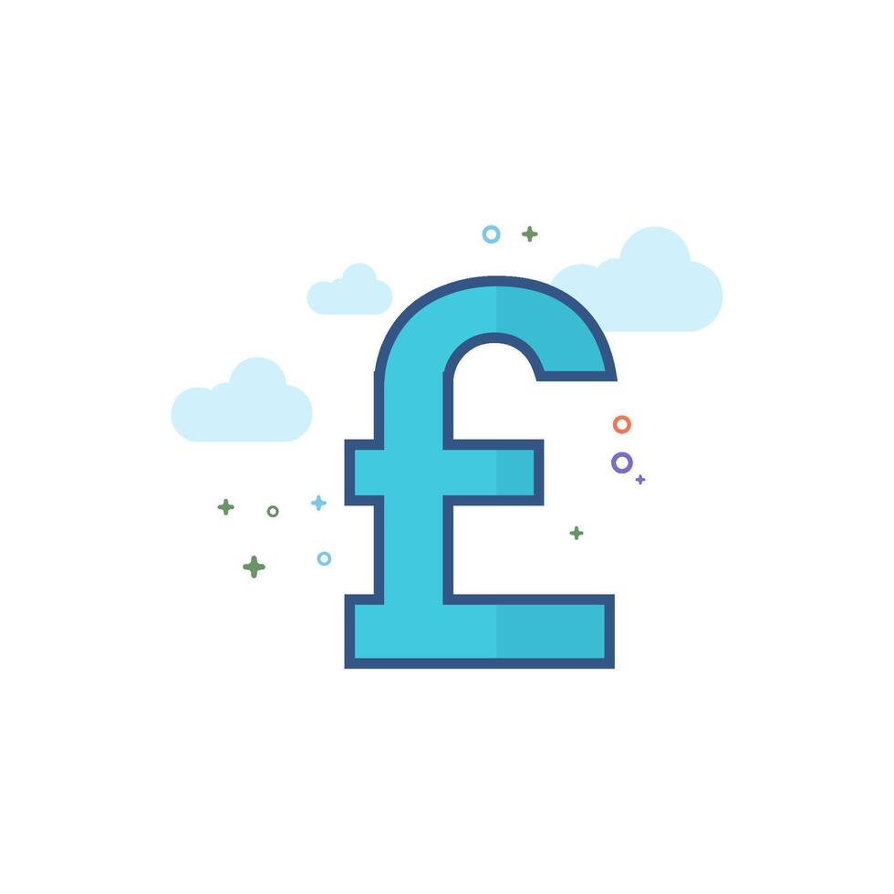 Pound sterling symbol icon flat color style vector illustration