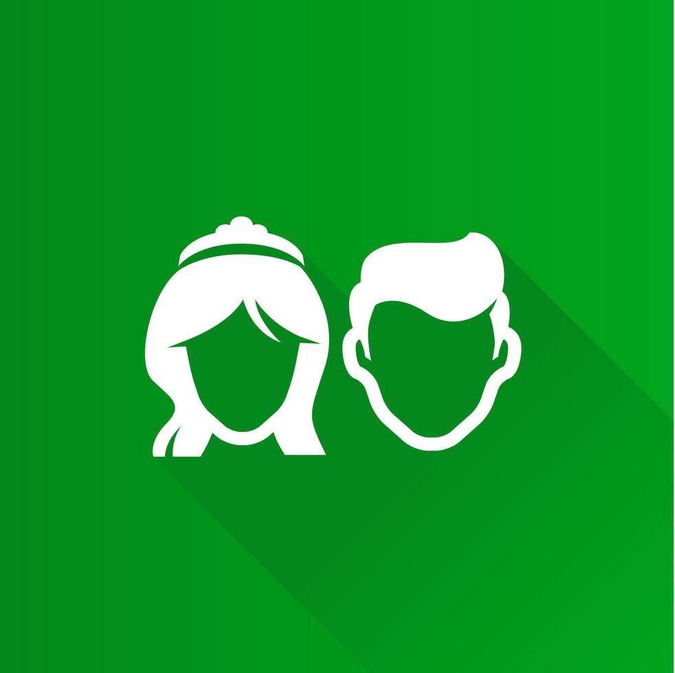 novia y novio plano color icono largo sombra vector ilustración