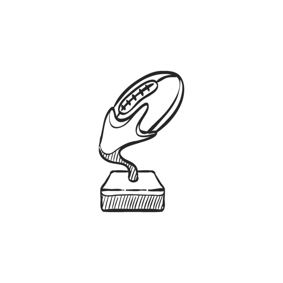 mano dibujado bosquejo icono americano fútbol trofeo vector