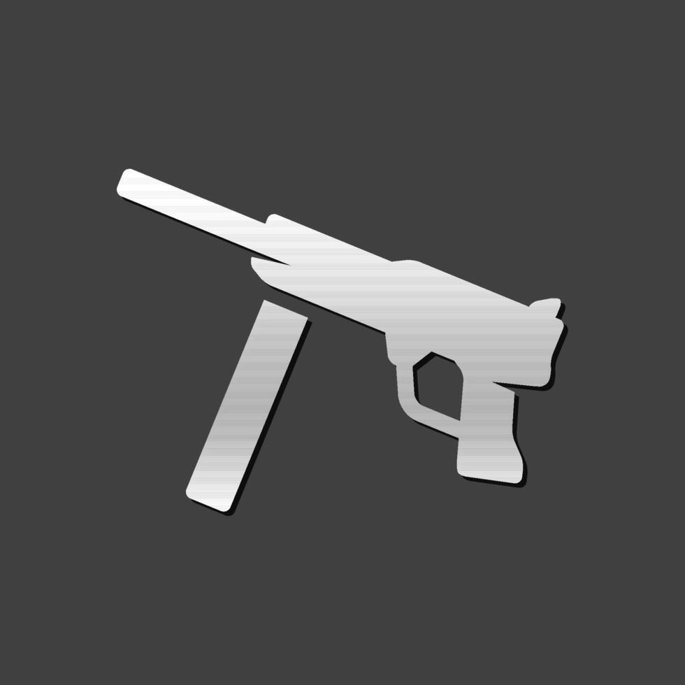Clásico arma de fuego icono en metálico gris color estilo. mundo guerra Ejército mano pistola. vector