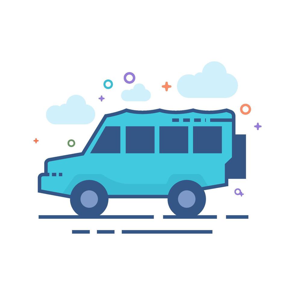 Green car icon flat color style vector illustration