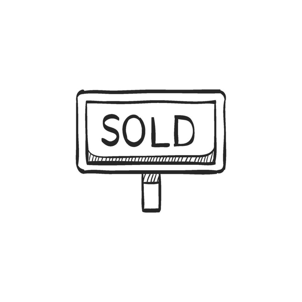 Hand drawn sketch icon sold out sign vector