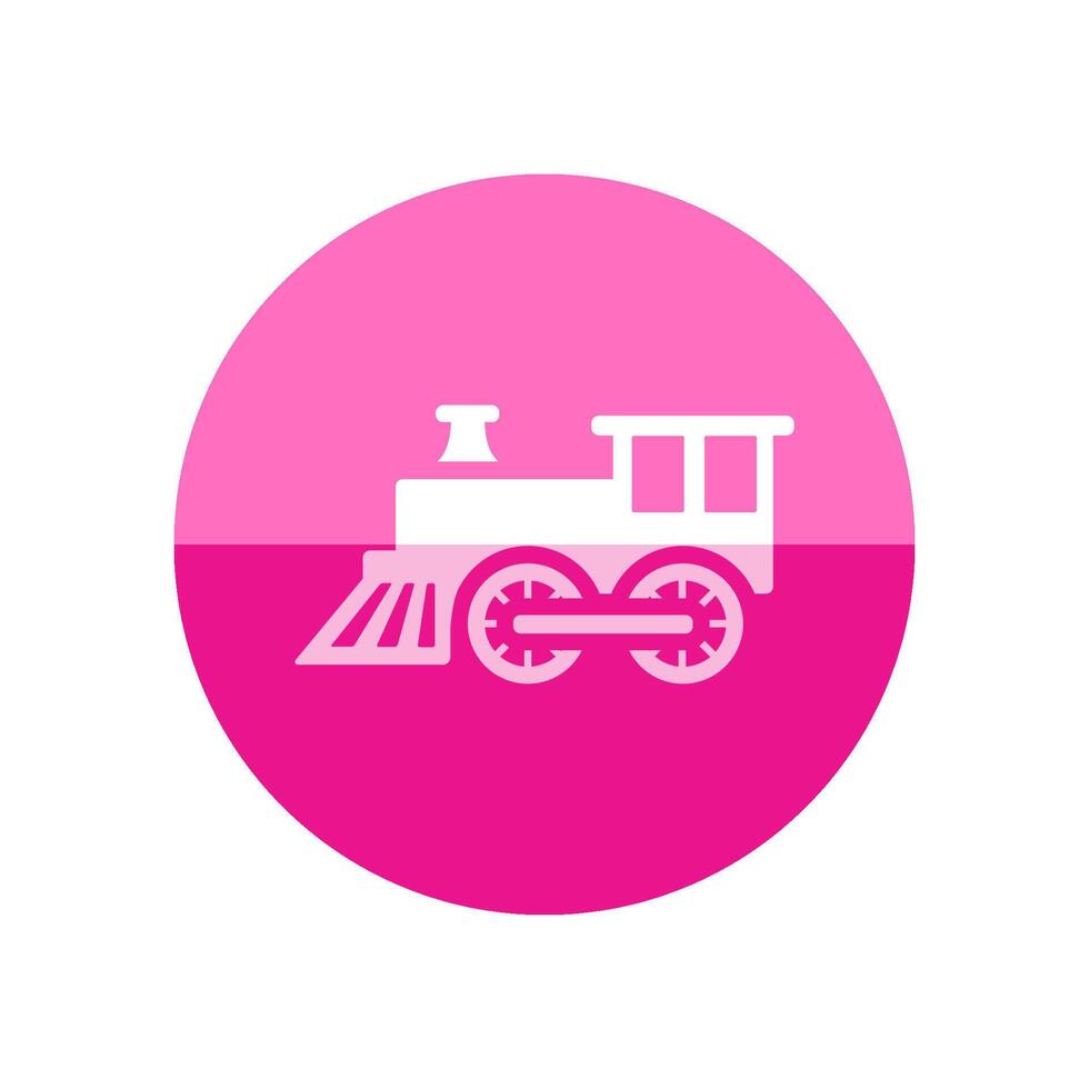 Locomotive toy icon in flat color circle style. Children games vector