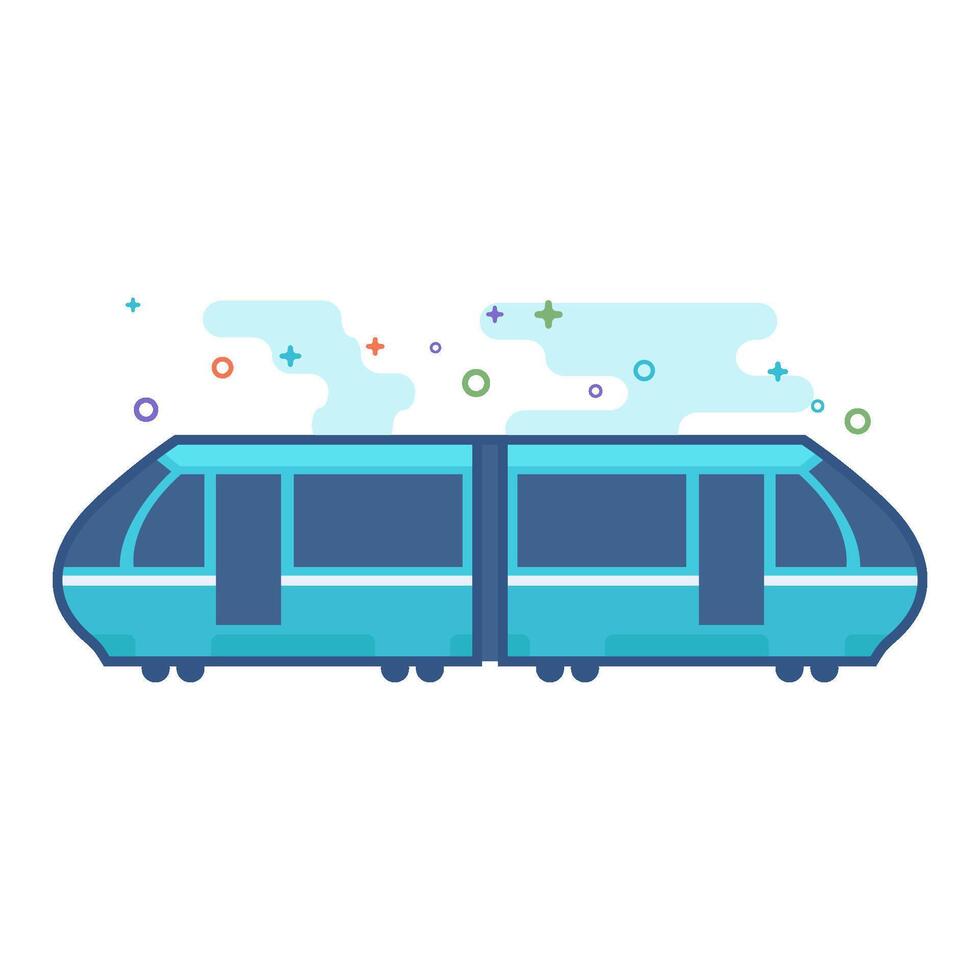 Tram icon flat color style vector illustration