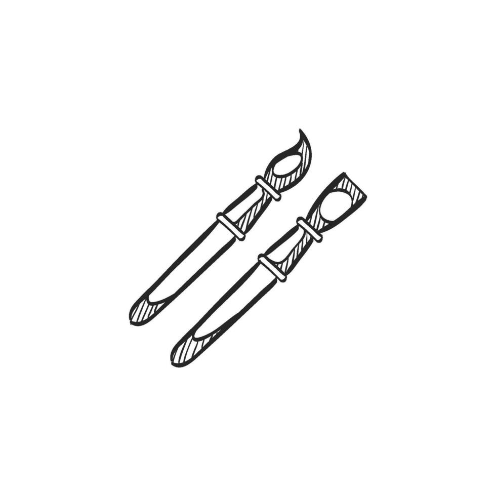 Hand drawn sketch icon paint brushes vector