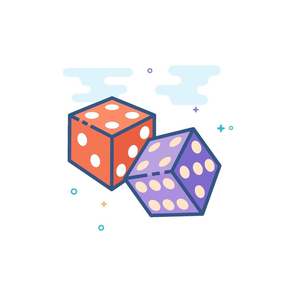 Dice icon flat color style vector illustration