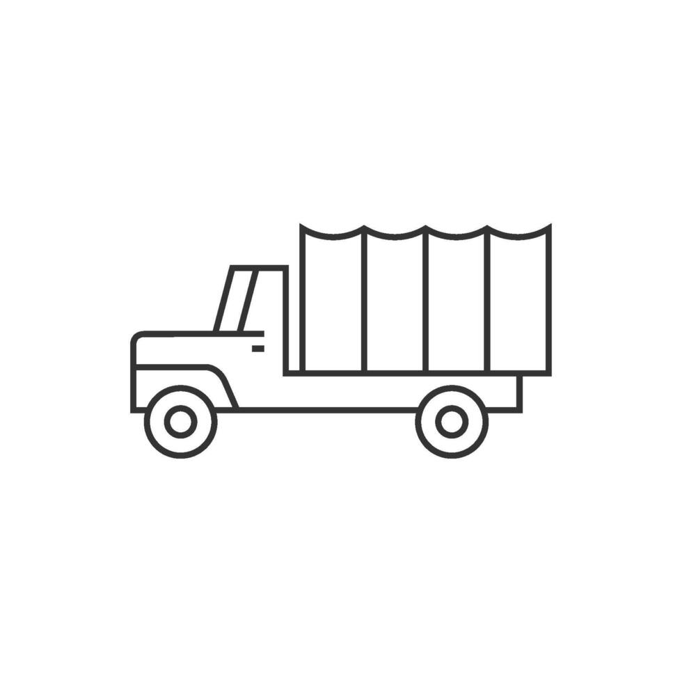 militar camión icono en Delgado contorno estilo vector