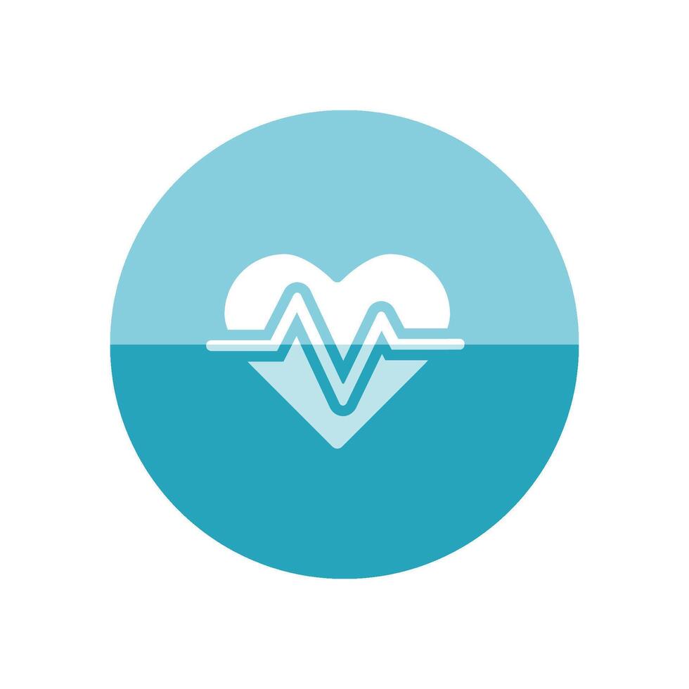 Heart rate icon in flat color circle style. Human pulse line beep graph vector