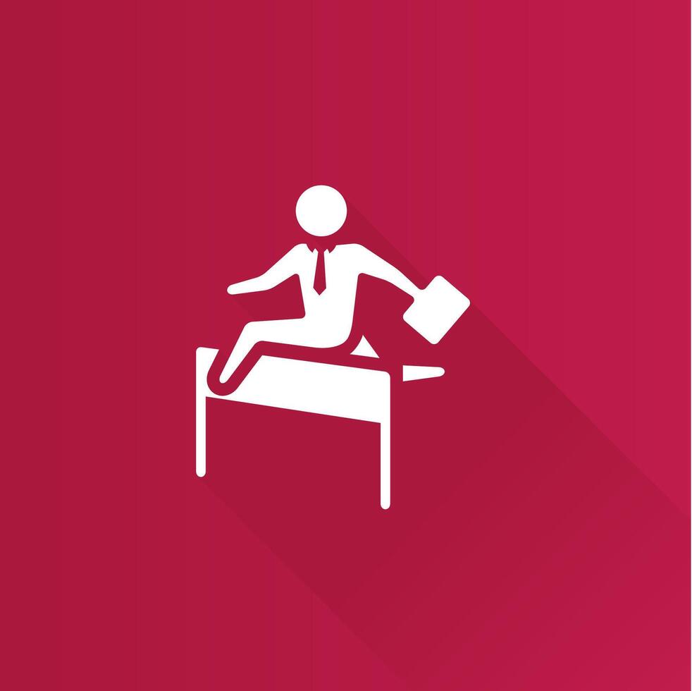 Businessman challenge flat color icon long shadow vector illustration